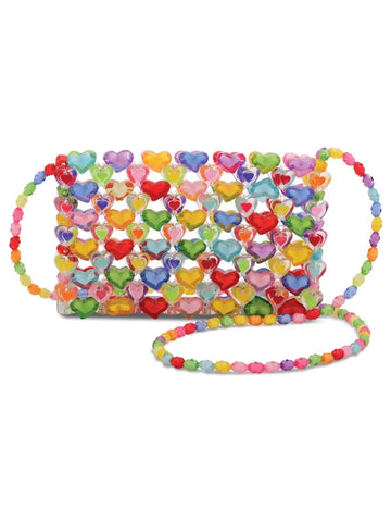 Hearts Beaded Crossbody Bag