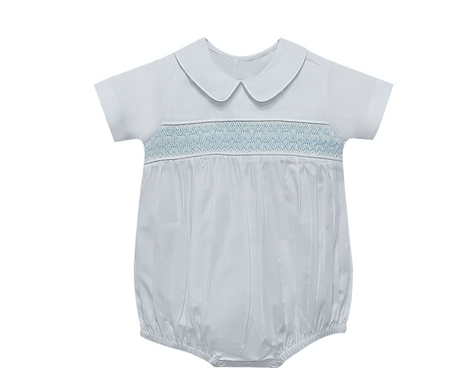 Asher Blue Smocked Bubble