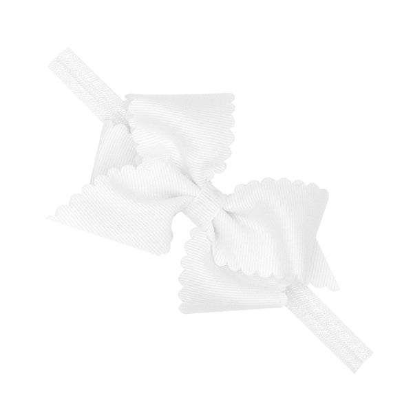 XS Scalloped Edge Hair Bow on Elastic Band