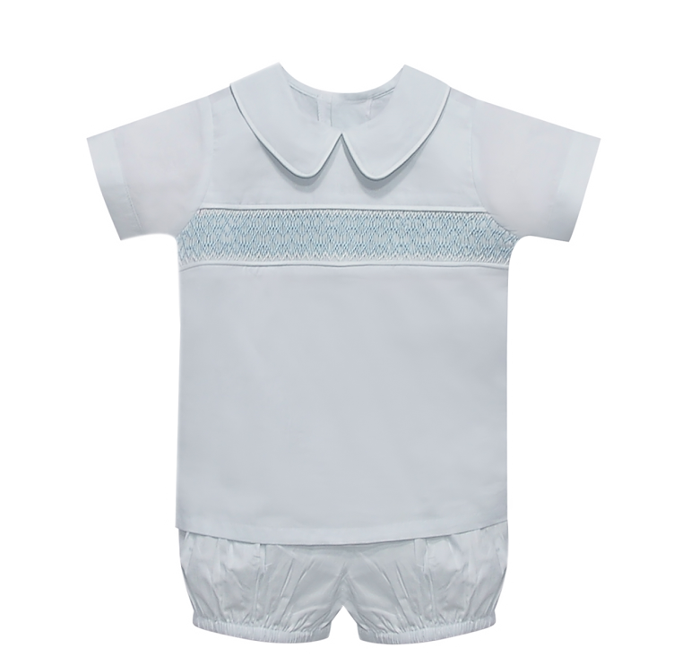 Asher Blue Smocked Short Set