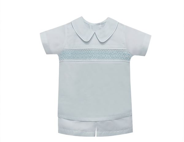 Asher Blue Smocked Short Set
