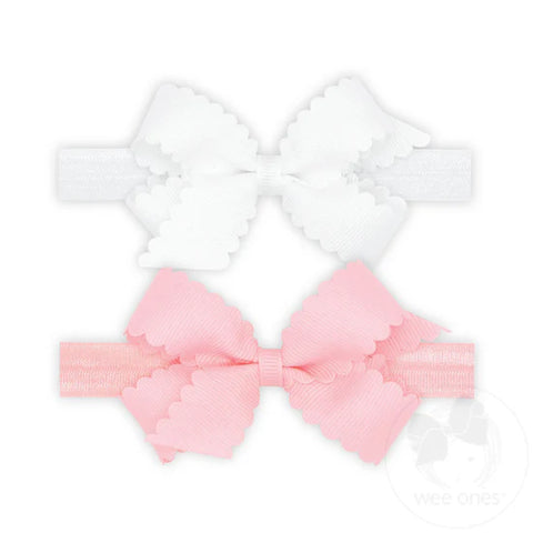 WeeOnes Two Mini Scallop Bows With Bands