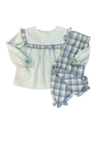 Blue Plaid Sydney Bloomer Pant Set