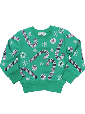 Sequin Candy Cane Sweatshirt