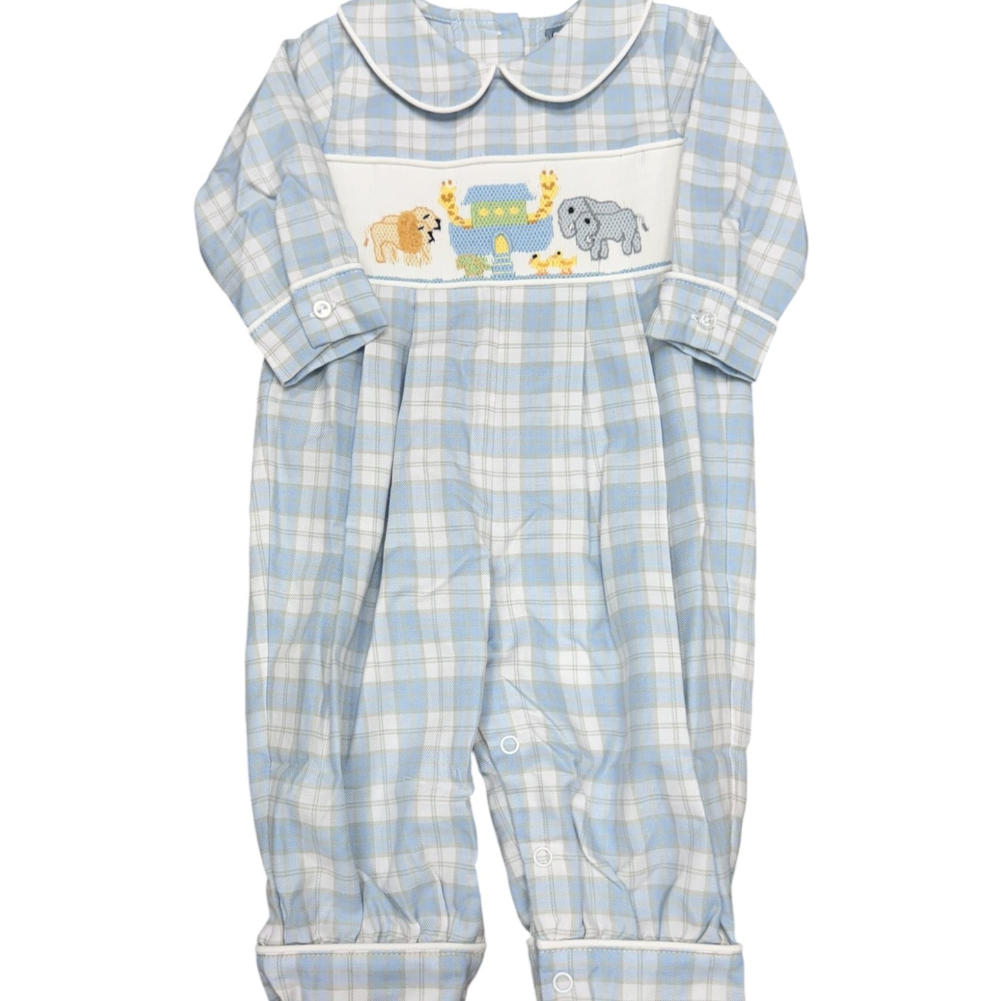 Noah's Ark Smocked Collared Romper