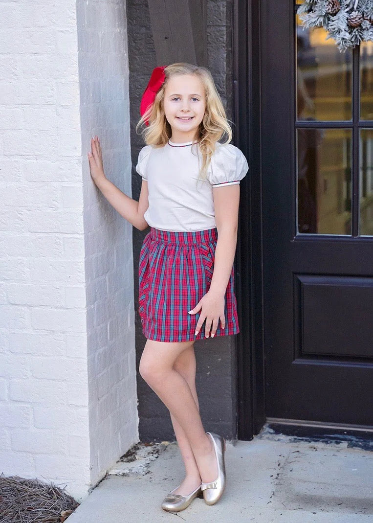 J&L Kate Red Plaid Skirt Set