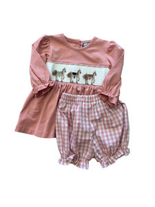 Horse Smocked Bloomer Set