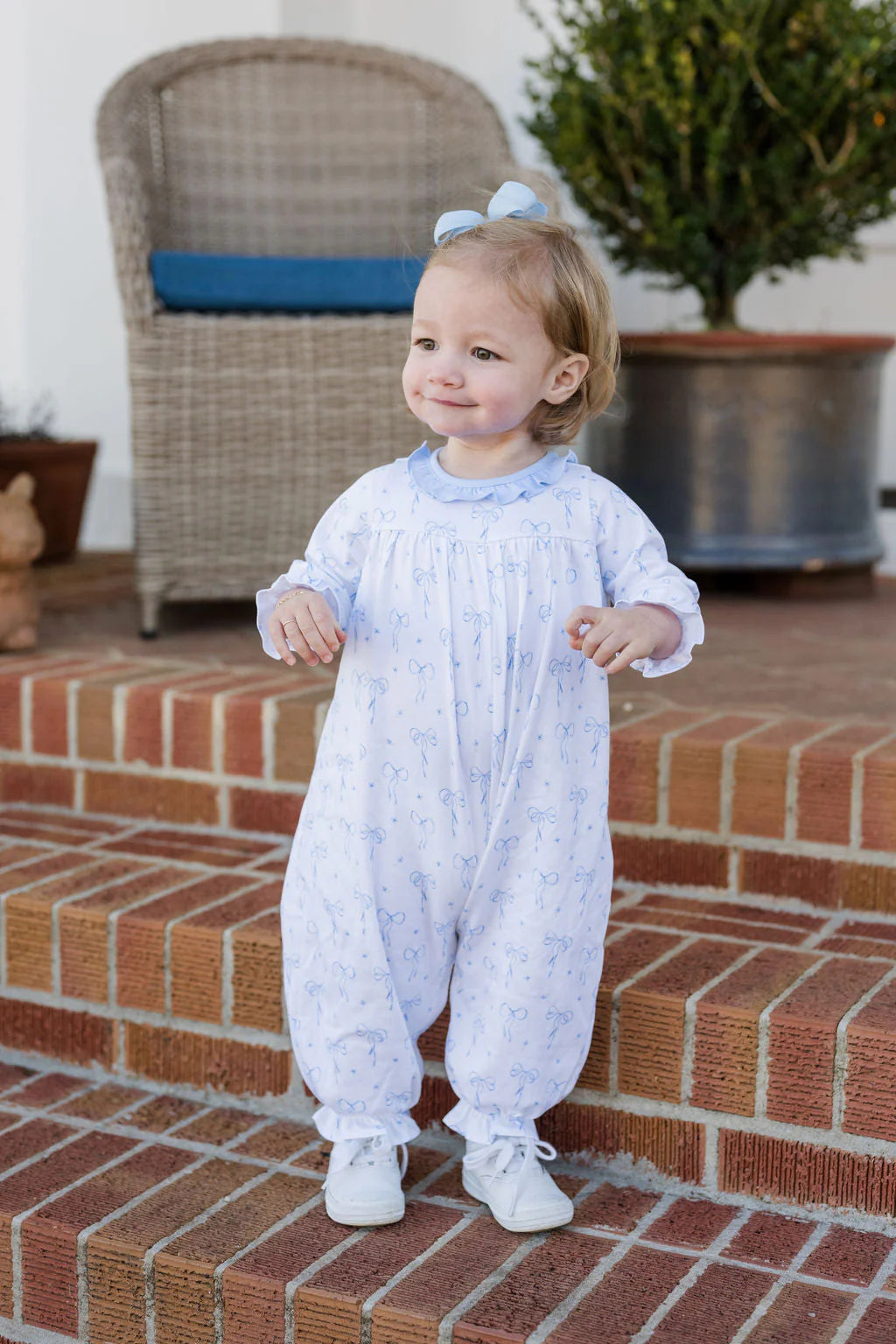 Lila Blue Bows Knit Long Bubble