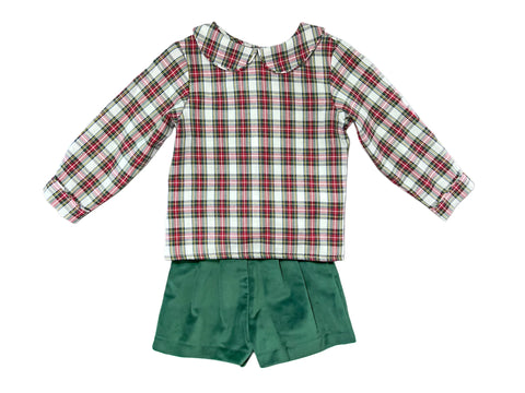 Christmas Green Plaid Short Set