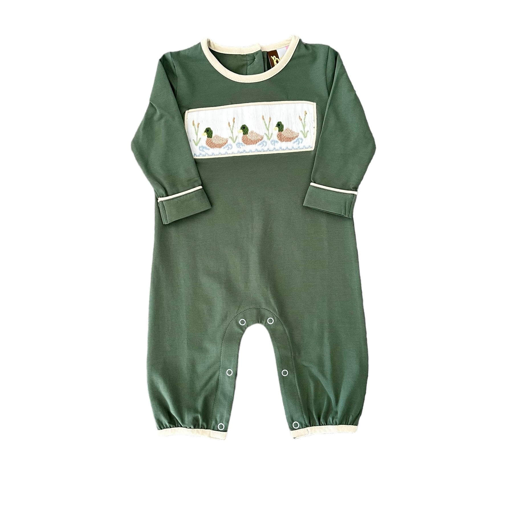 Mallard Duck Smocked Boys Romper