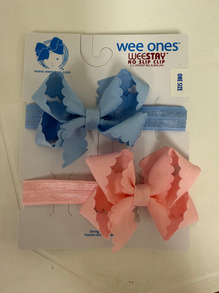 WeeOnes Two Mini Scallop Bows With Bands