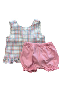 Spring Plaid Tie Bloomer Set