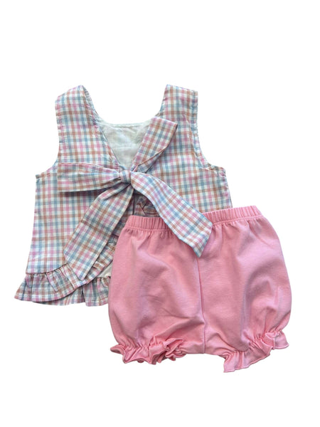 Spring Plaid Tie Bloomer Set