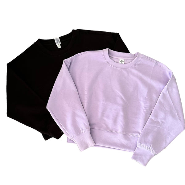 Girls Soft Scuba Zuri Crop Crew Neck Pullover