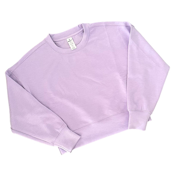 Girls Soft Scuba Zuri Crop Crew Neck Pullover