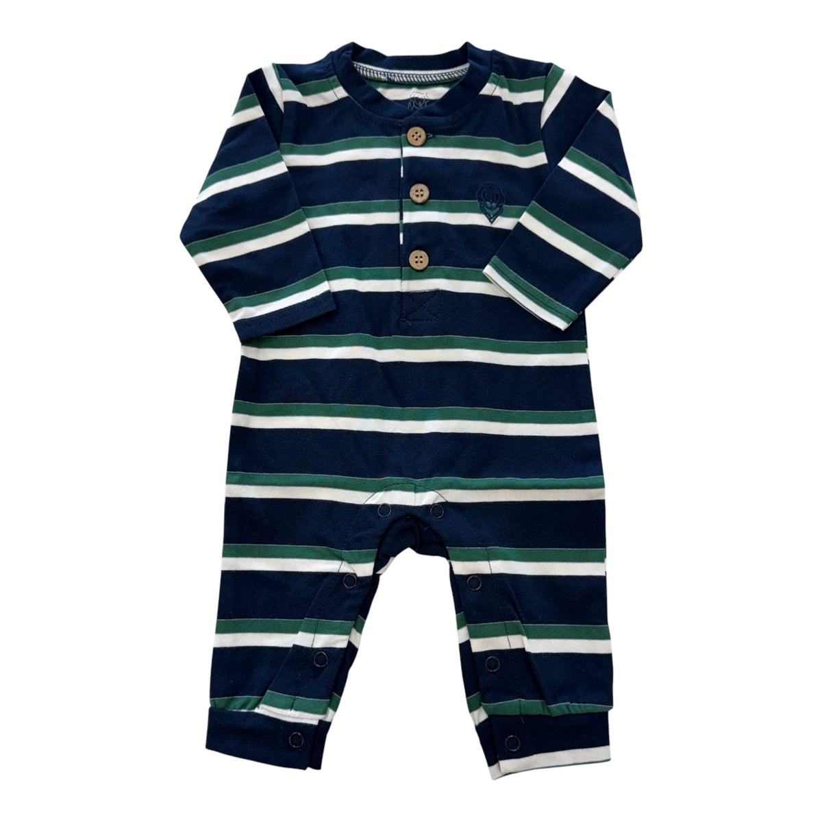 Navy & Green Striped Easton Romper