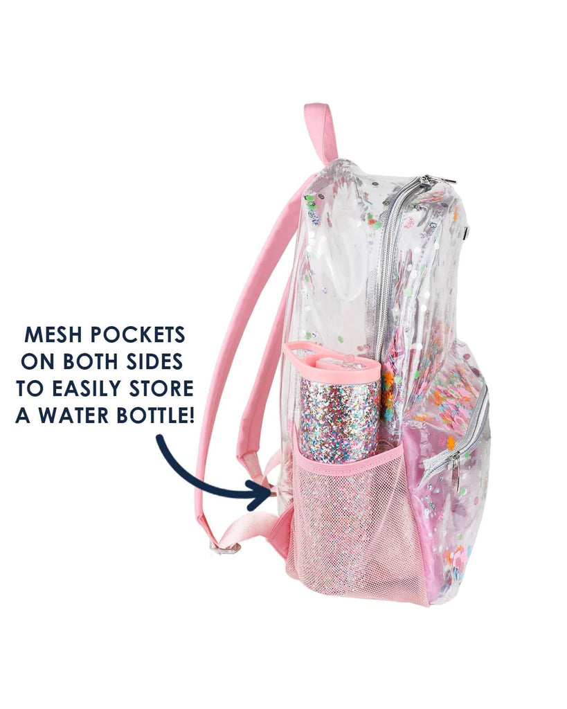 Clear discount confetti backpack