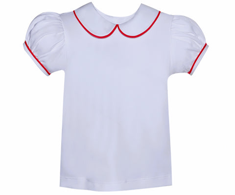 Red Piped Peter Pan Girls Top