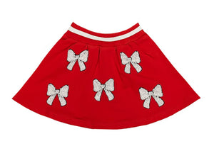 Sequin Red & White Bow Skort