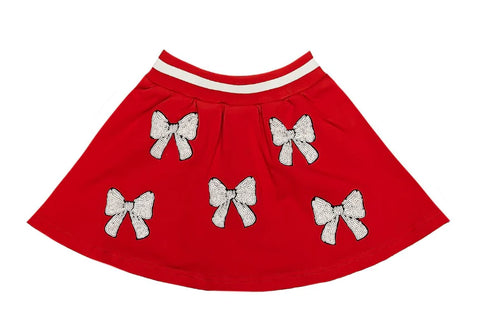 Sequin Red & White Bow Skort