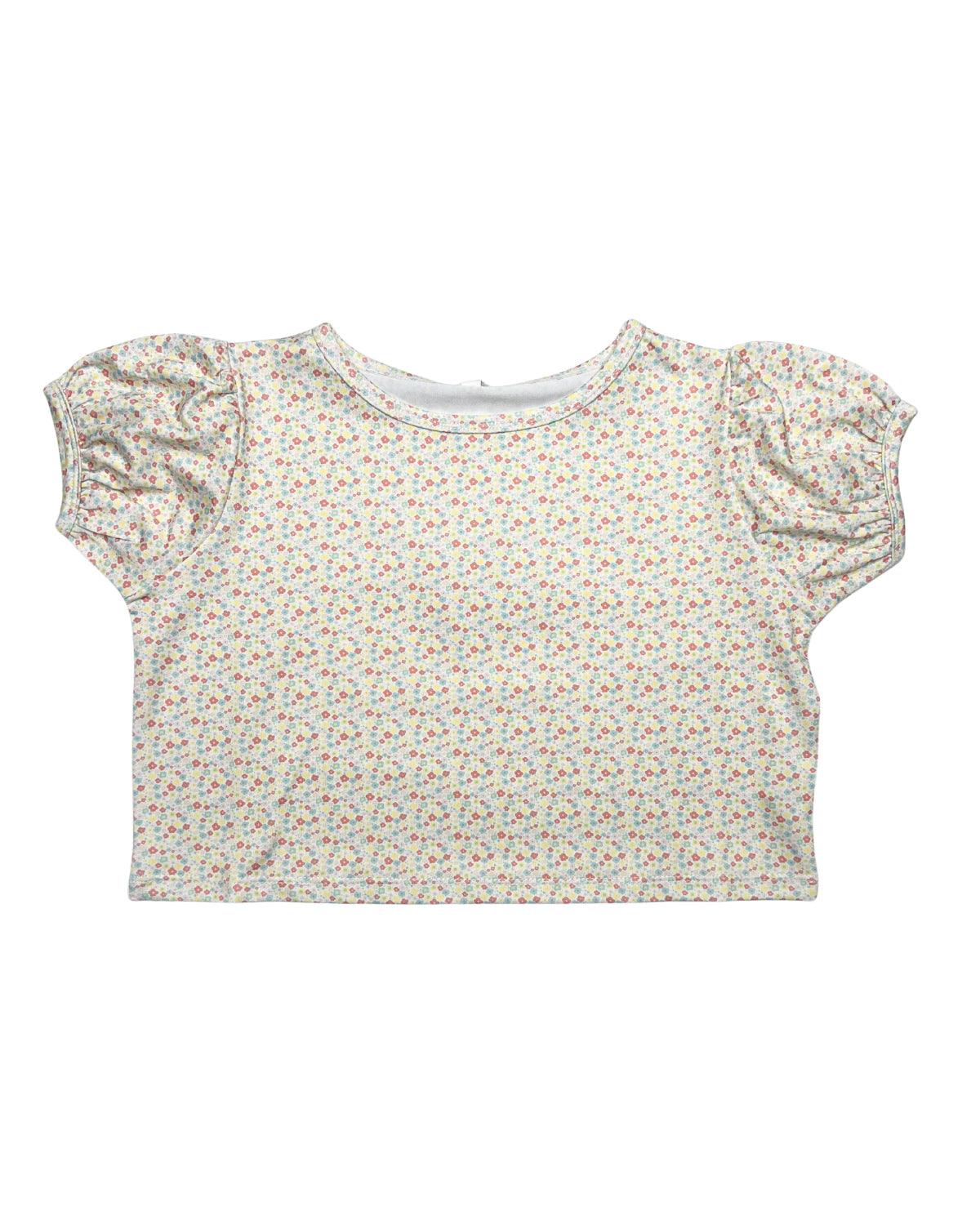 Coral Floral Puff Sleeve Top