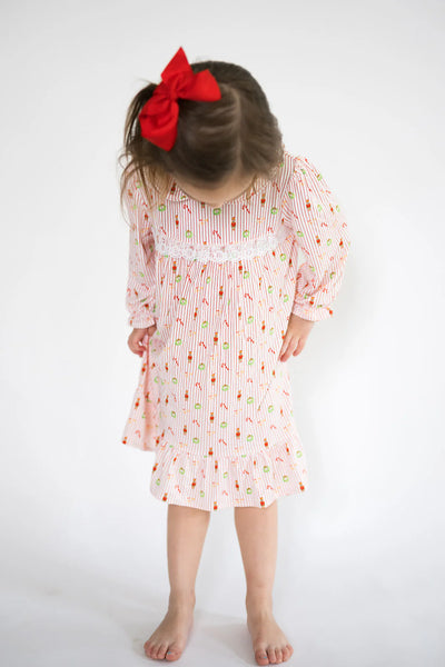 Mini Christmas Pin Stripe Gown