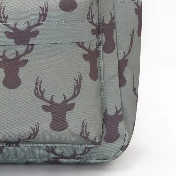 Deer Printed Canvas Backpack