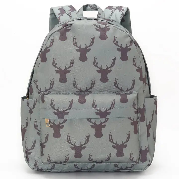 Deer Printed Canvas Backpack