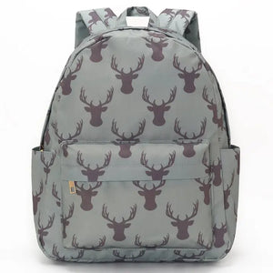 Deer Printed Canvas Backpack