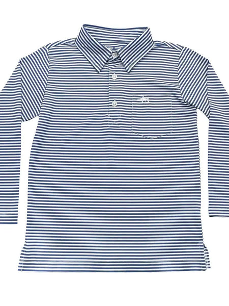 Inshore Boys Performance Polo Ls Navy Stripe