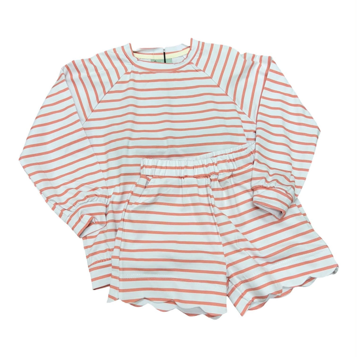 Long Sleeve Persimmon Striped Short Set