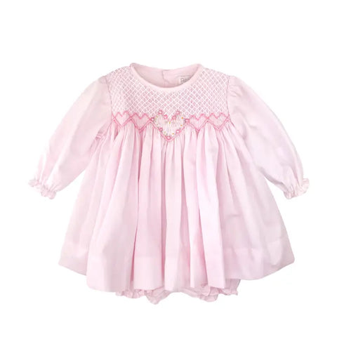 Heart Embroidery Smocked Dress