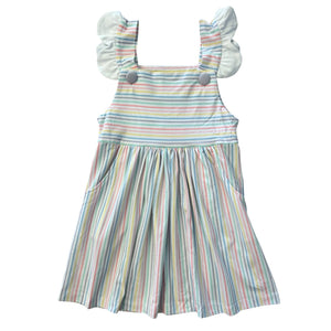 Pastel Stripe Scalloped Dress