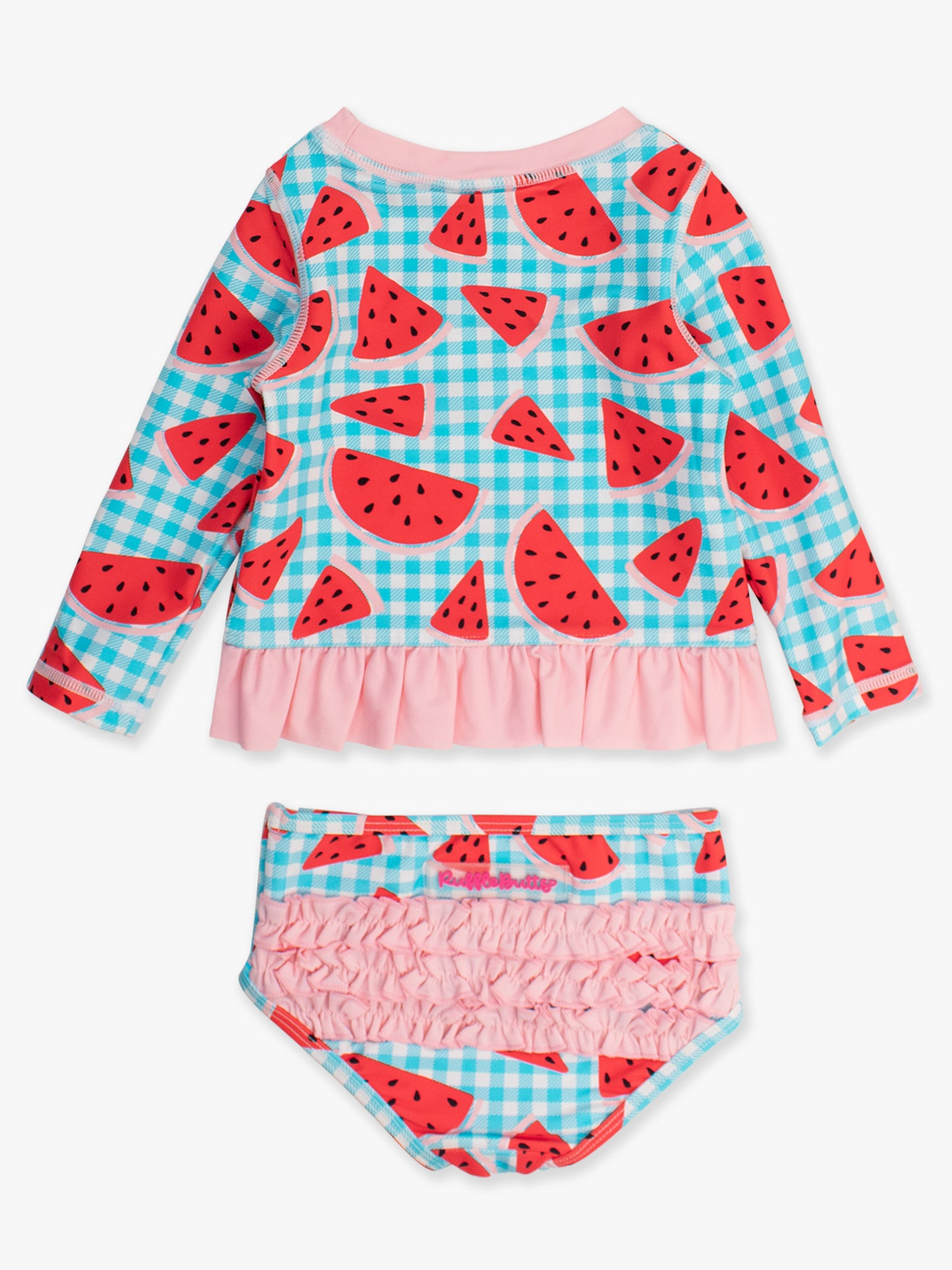 Watermelon Gingham 2 Piece LS Swim