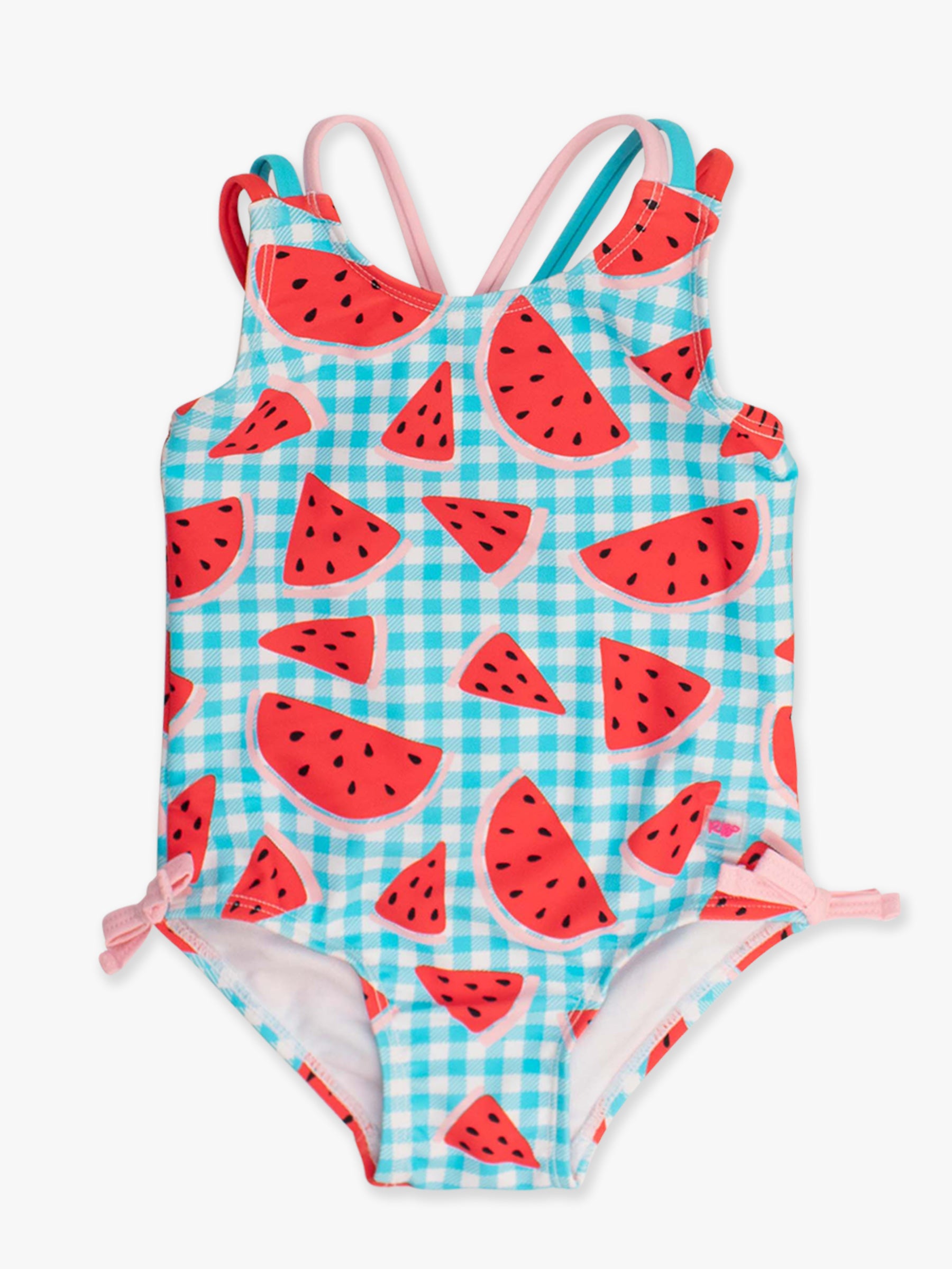 Watermelon Gingham Cross Back Swimsuit