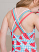 Watermelon Gingham Cross Back Swimsuit