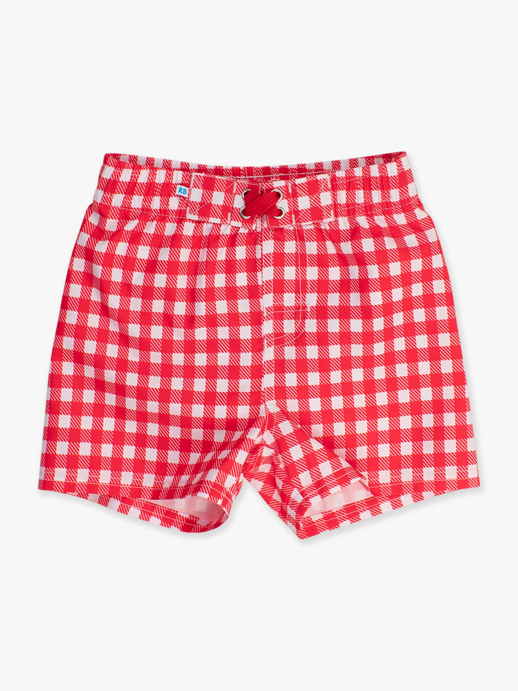 Red Gingham Swim Trunks