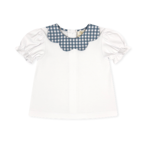 Stone Blue Check Scarlett Blouse